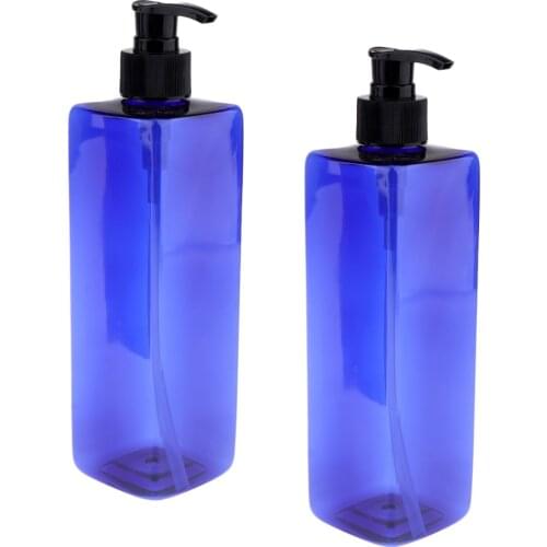 2Pcs 16oz Empty Blue Pump Bottles Shampoo Conditioner Shower Gel Dispensers