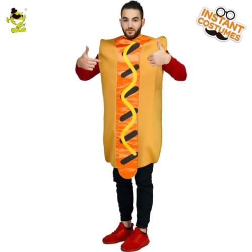 QLQ New Mens Hot Dog Jumpsuit Costume Food Role Play Carnival Party Funny Cosplay Halloween Party Hot Dog Costumes