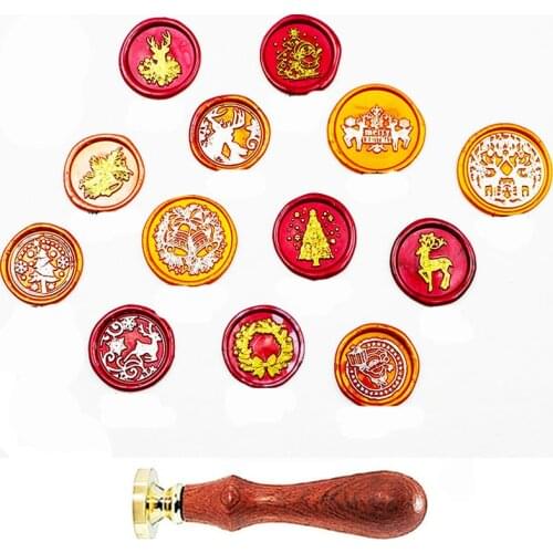 Christmas Deer Gift Wax Seal Stamp Set Vintage Classical Wax Stamp Kit for Cards Envelopes Invitations Wine Packages