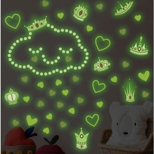 Creative Luminous Wall Stickers Home Decor DIY Kids Room Decoration Crown Decals Bedroom Living Room Ceiling Fluorescent Sticker