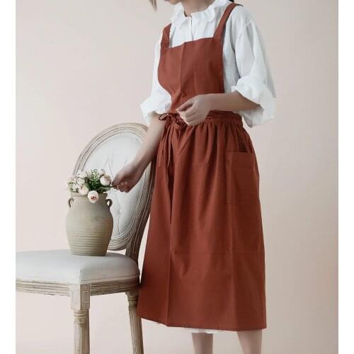 Waterproof Nordic Women Lady Skirt Style Collect Waist Cute Dress Restaurant Coffee Shop Home Kitchen For Cooking Cotton Apron