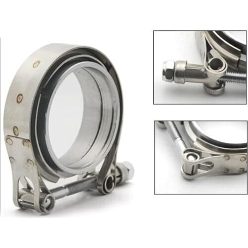 Car Exhaust Clamp 304 Stainless Steel With Iron Flange 2.5 3 3.5 4 Inch Downpipes Pipe Turbo Exhaust V-Band V Clamps Kits