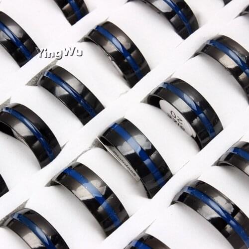 Yingwu 5pcs Lot Fashion Mens Simple Ring Stainless Steel Matte Ring 2019 Luxury Mens Black Arc Scrub Design Mens Jewelry