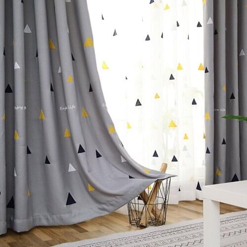 Triangle Geometry High Precision Jacquard Curtains Cotton Linen Curtains for Living Room Bedroom Study Shading Curtains Custom