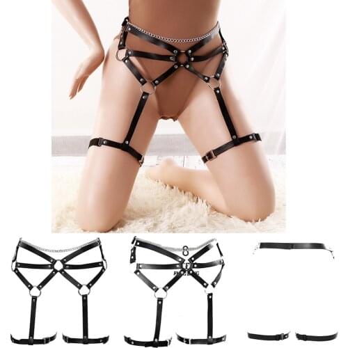 Sword Belt Goth Punk Fetish Womens Leather Belt Harness Garters Adjust Waist Size Body Bondage Erotic Lingerie Suspender