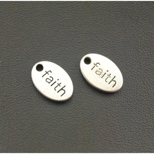 40pcs Silver Color Oval Shaped Jewelry Faith Charms Pendant DIY Handmade For Making Bracelet Earrings Accessories A1083