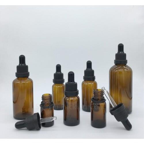 5ml 10ml 15ml 20ml 30ml 50ml 100ml Amber Glass Dropper Bottle, Empty Glass Essential Oil Bottle With Tamper Evident 200pcs