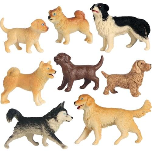 Solid Plastic Simulated Dog Model Decor Kids Toy Miniature Figurine Dolls for Kids Early Education, Pack 8pcs