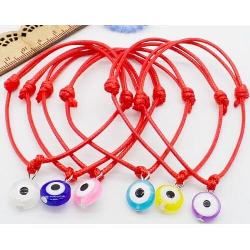 Free Ship 100pcs Hamsa String Eye Lucky Red wax Cord Adjustable Bracelet Gift
