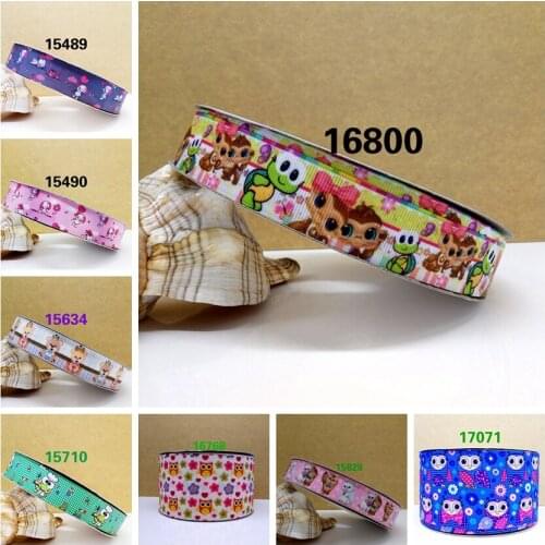 Free shipping 50 yard cartoon printed grosgrain ribbon 16817