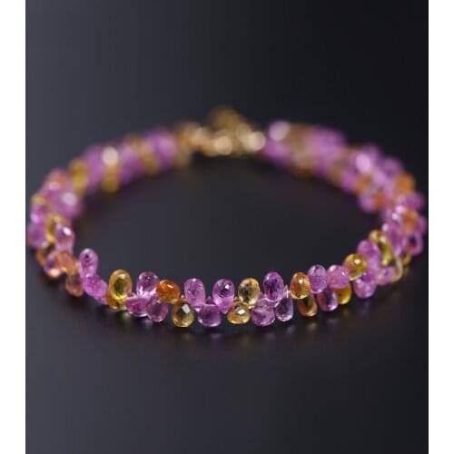 DAIMI Color Sapphire Bracelet Female Genuine Yellow 18k Gold Color Treasure Diy Bracelet Gift Customization