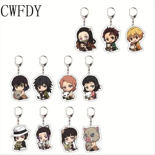 Woman Key Chain Demon Slayer Kimetsu no Yaiba Keychain Acrylic Tanjirou Nezuko Agatsuma Zenitsu Rengoku Kyoujurou Key Holder