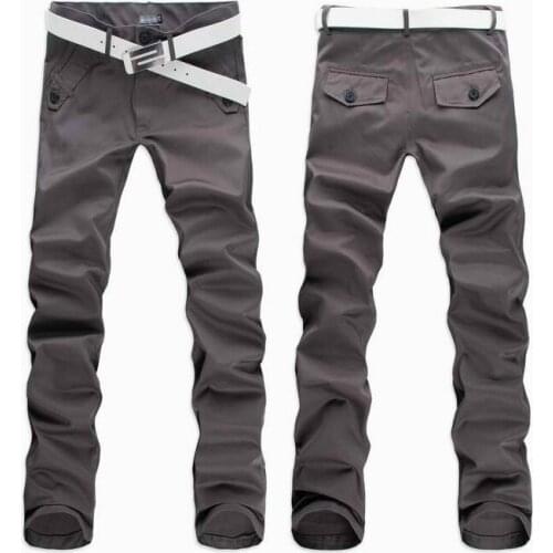 Hot sale mens cotton Solid color pants Autumn Winter Straight type chinos trousers male Business Casual zipper trousers 3 colors
