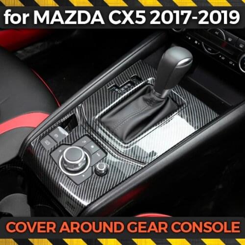 Cover trim case for Mazda CX 5 2017-2019 around gear console carbon fiber ABS plastic molding decoration car styling interior