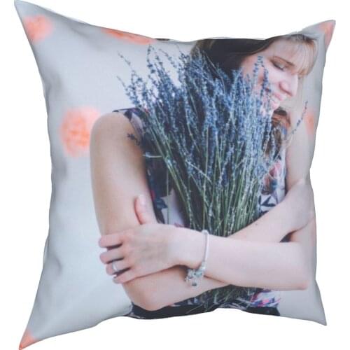Lavender flower decoration cushion cover simple style 3D printing pillow cushion cover 45cm linen pillow cover culture