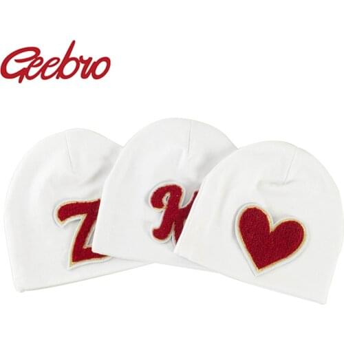 Geebro Newborn Spring Autumn Letter Baby girl Hat Boy Cap Kids cotton Beanie bonnet Children baby toddler hats Accessories