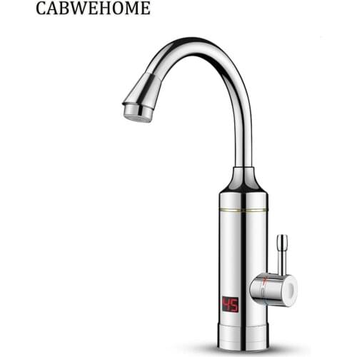 CABWEHOME 3000W Instant Electric Shower Tap With Water Heater Tankless Instantaneous Sink Water Heater Faucet 220V EU Plug