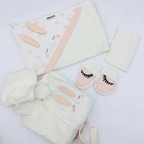 Gaye Baby Girl Sleeping Rabbit Bathrobe Set