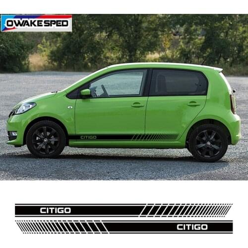 Racing Sport Stripes Door Side Skirt Stickers Car Styling Body Decor Vinyl Decals Fit On 3-5 Door For Skoda Citigo