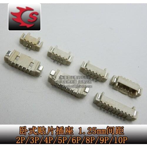 30pcs/SMT Connector Spacing:1.25mm 2P 3P 4P 5P 6P 7P 8P 9P 10P 11P 12P Horizontal smd socket Terminals