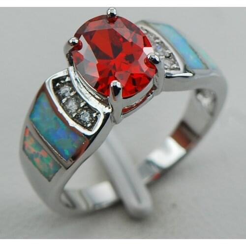 Garnet White Opal 925 Sterling Silver Ring Size 6 7 8 9 10 R1255