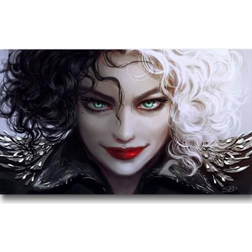 Full Square Diy Diamond Painting Black and White Witch Kuila Movie Poster Diamond Embroidery Cross Stitch Wall Home Decoration