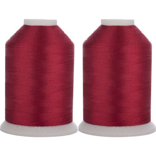 Simthread Red 800 Trilobal Polyester Embroidery thread Sewing Thread 40wt Tkt 120 Tex 27 in 1100Y with 2 huge Spools