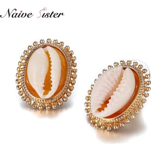 Cute Summer Seabeach Shell Stud Earrings for Women Girls Sandbeach Handmade Jewelry Bohemian Boho Earing Personality Fashion