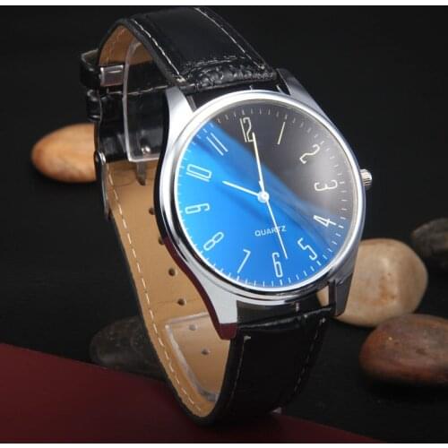 Mens Blu-ray Colorful Glass Watch Boys' Simple Digital Dial Leisure Belt Business Mens Watch Quartz Watch Bulk Items Wholesale