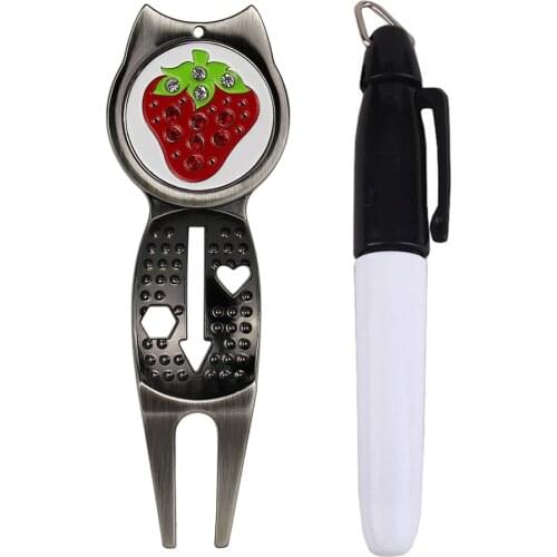 Golf ball Liner Pen Golf Gift Training Aids Banana Strawberry Magnetic Markers Golf Divot Repair Tool Liner 1 Set