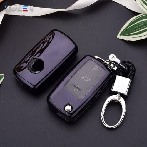 Soft TPU Car Remote Key Case Cover Fob For VW Volkswagen Passat Golf MK5 MK6 Polo Bora Tiguan CC Jetta Sagitar For Skoda Octavia