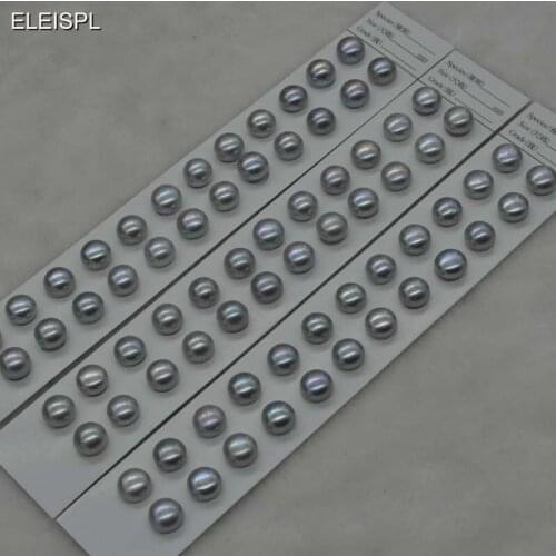 Wholesale 10mm - 10.5mm button gray freshwater pearl half hole style