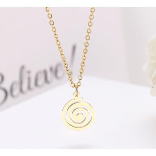 DOTIFI Stainless Steel For Women Necklace Classic round design Gold and Silver Color Pendant Necklace Engagement Jewelry