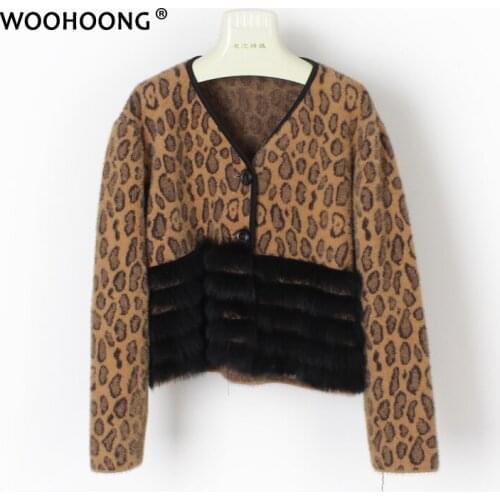 Natural Fox Fur Coat Knitted Sweater Striped Ladies Warm Knitted Coat Needleworkfur Real Fur Leopard Wool Sweater