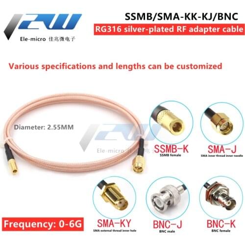 RG316 silver-plated RF connection jumper SSMB/SMA-KK-KJ BNC male to SSMB female adapter extension cable