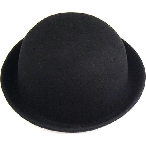 1Piece Melon Bowler Hat Bowler Hat Felt Chaplin Riding Hat (Black)