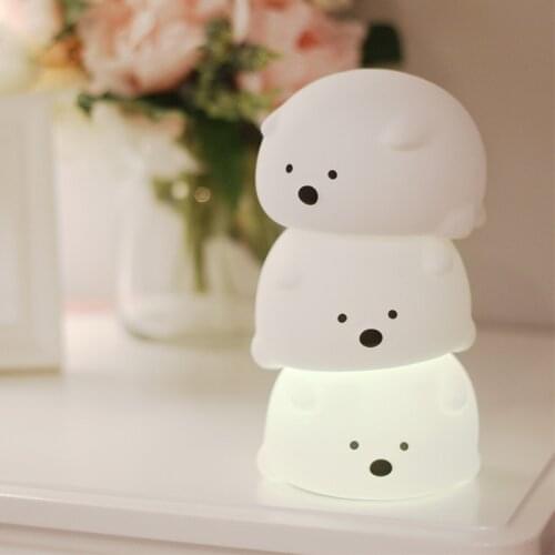 New USB Rechargeable Night Light Bear Silicone Night Lights Touch Sensor Bedroom Bedside Lamp With Remote For Kids Baby Gift