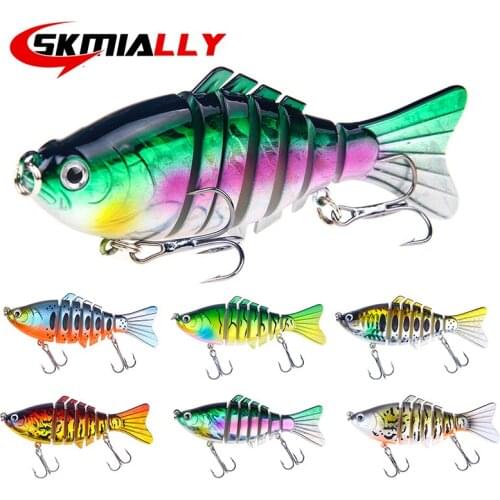 Skmially 10cm 15.6g 6 Color Multi - Section Fishing Lure 3D Eyes Wobbler Fish Lure 6# Hook Crankbait Swimbait