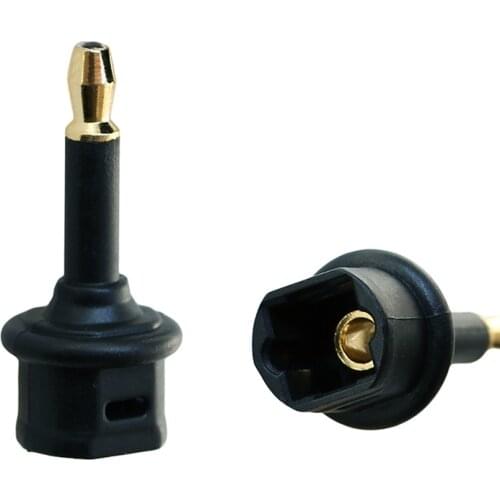 Two pcs SPDIF toslink optical fiber interface adapter square port hole to circular male plug