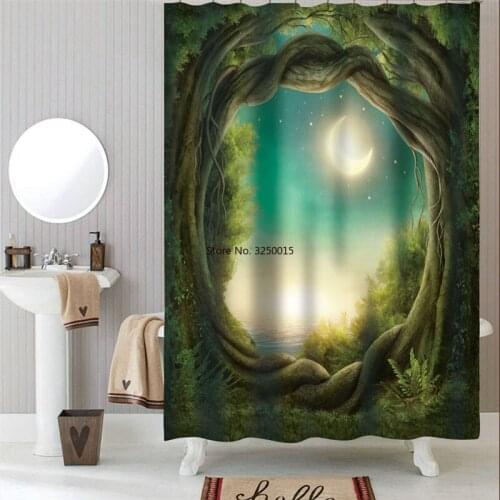 Forest Flowing Water Curtains For Bathroom Natural Landscape Polyester Fabric Waterproof Shower Curtains Bath Decor 3d
