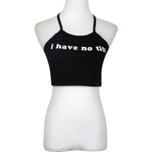 Women Letter Sleeveless Halterneck Tank Crop Tops Vest Blouse Shirt Summer Things For Women Sport Vest Women Z0226