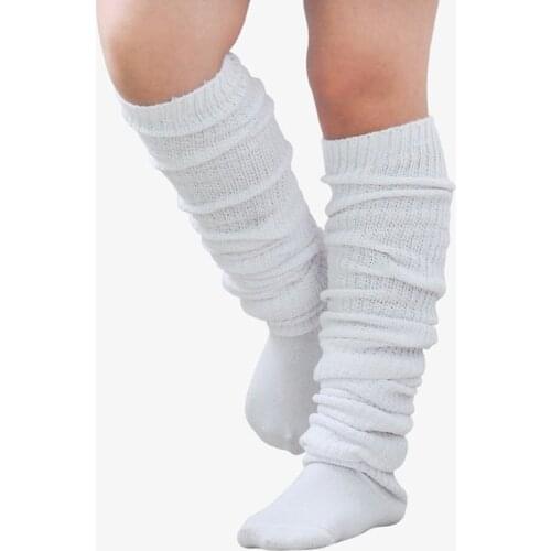 Women Boots Loose Pile Socks Solid Color White Black Elephant Bubble Knee Socks Japanese High School Girl Costumes Stockings