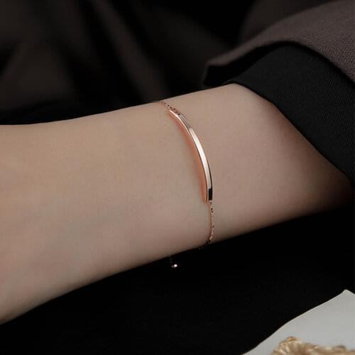925 Sterling Silver Curved Tube Bracelet for Women Simple Geometric Link Chian Bracelet Summer Jewelry 2021 New