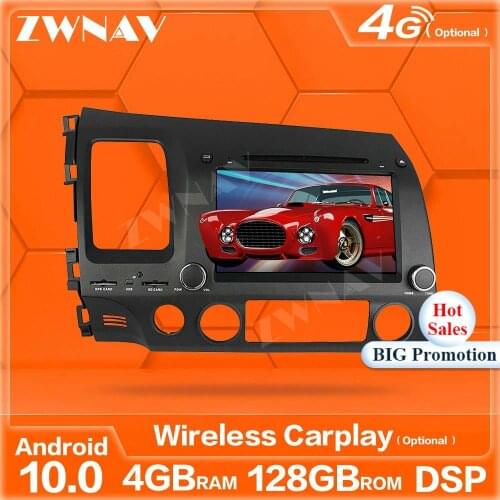 128GB Carplay Android 10 Screen Player For Honda CIVIC 2006 2007 2008 2009 2010 2011 GPS Auto Audio Radio Music Stereo Head Unit