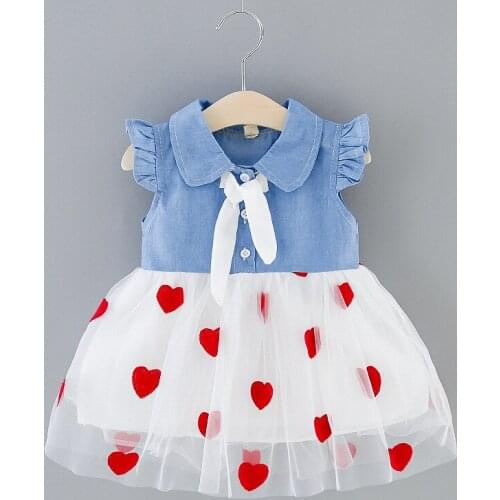 2021 New Fashion Summer Dress Baby Little Girl Clothing Girls Party Dressed Wedding Cute Clothes Bow Heart Print babys Princess