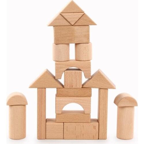 22PCS High Quality Wooden Blocks Kids Wood Educational Gift Toys for Children Storage Bag Packaging