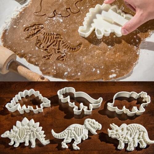 3pc Dinosaur Fossil Cookies mold Cutter Biscuit Embossing Mould 3D Biscuit Dessert Baking Mold Fondant Cake Decoration Tool