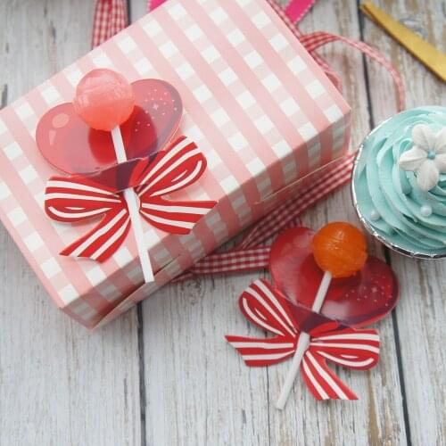 50pcs red heart bowdesign lollipop cover as baby shower birthday wedding candy decorate party decoration Christmas gift DIY