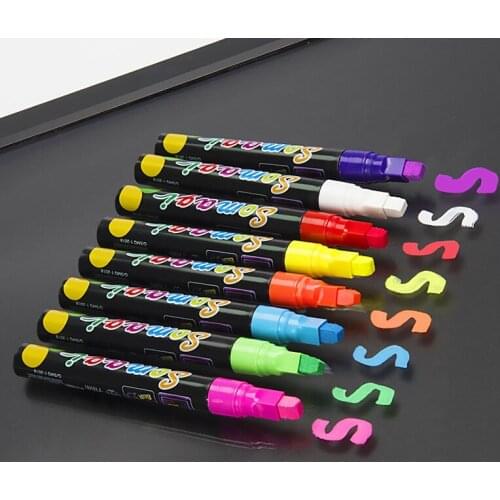 8Pcs 10mm re LED highlighter Neons Writing Board Marker Fluorescent Liquid Chalk Pen for Drawing Painting Writing Art Support