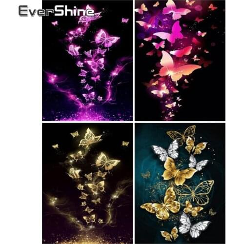 EverShine 5D DIY Diamond Painting Animals Full Square Diamond Embroidery Butterfly Cross Stitch Rhinestones Art Home Decoration